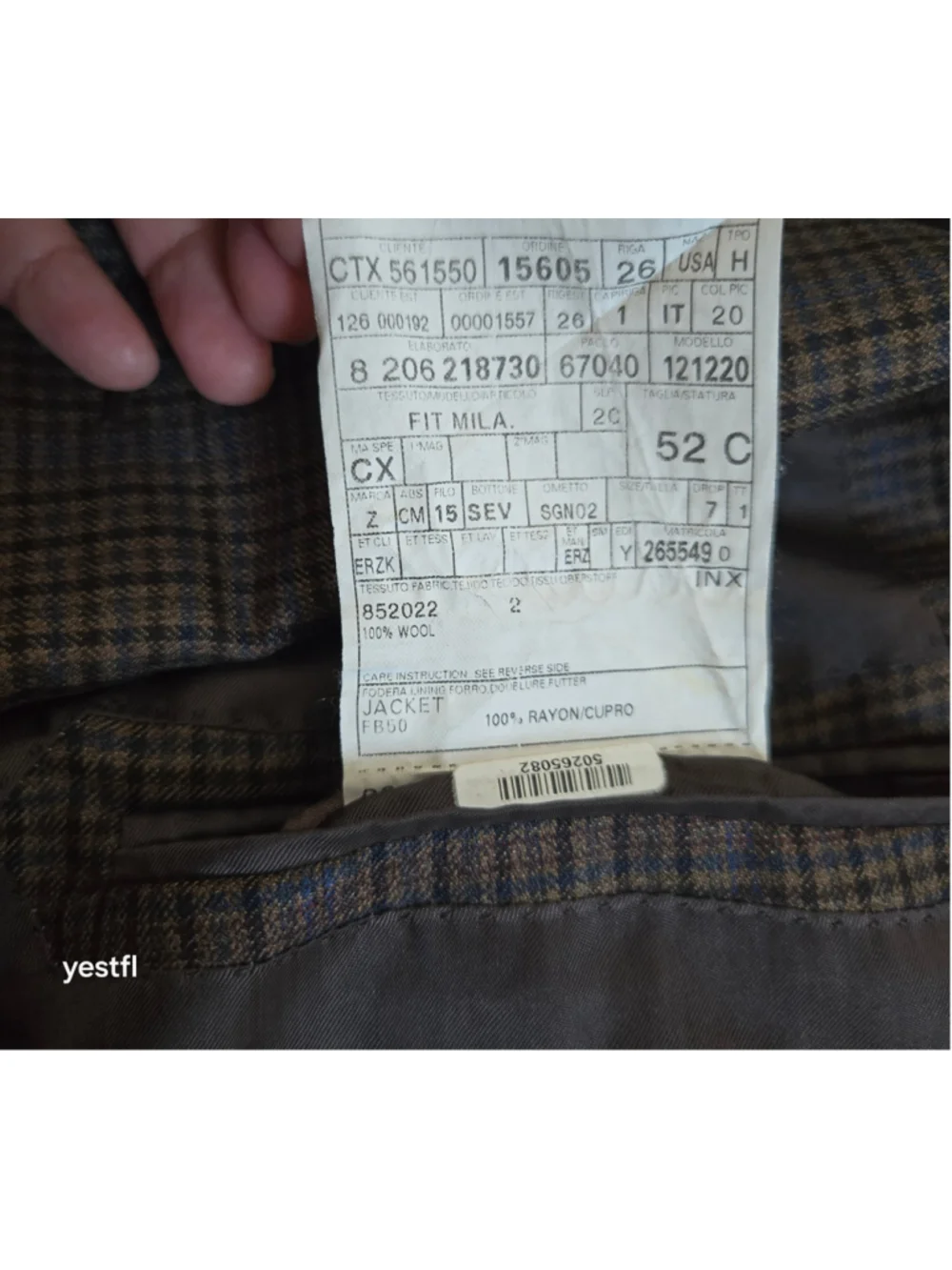 Men's Ermenegildo Zegna Milano Plaid wool Sport Coat, Brown and Blue us 42 Short